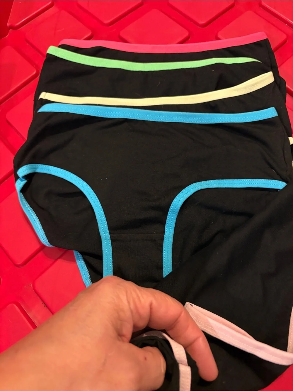 Girls' Black Bikini Briefs with Pastel Trim - Pack of 4